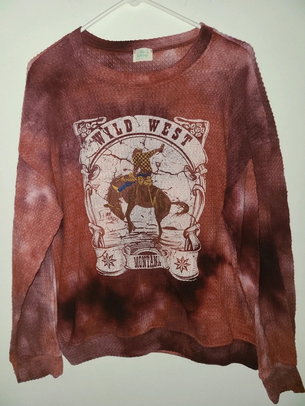 Wild West Graphic Crewneck Sweatshirt - Rust Tie-Dye